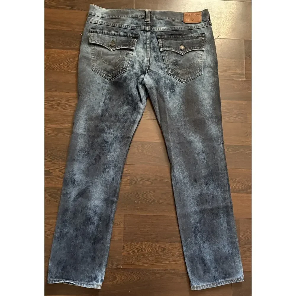 Rare Find True Religion Men's Geno Slim Fit Straight Jeans Sz 40x32 Cloud Wash